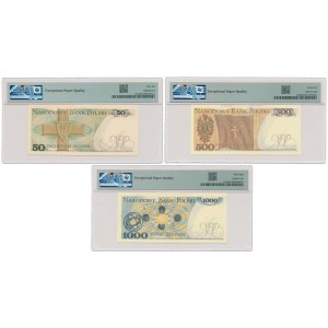 Zestaw 50, 500 i 1.000 zł 1982-1986 (3szt)