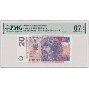 20 zł 2016 - BX - 0000012 - niski numer dwucyfrowy