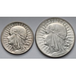 Głowa Kobiety 5 i 10 złotych 1932-1933 - zestaw (2szt)