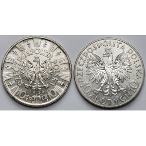 10 złotych 1933 i 1935 Traugutt i Piłsudski - zestaw (2szt)