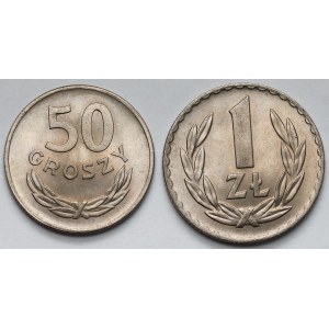 50 groszy i 1 złoty 1949 CuNi - zestaw (2szt)