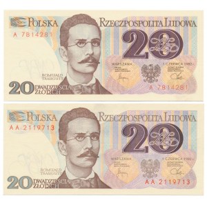20 zł 1982 - A i AA - zestaw (2szt)