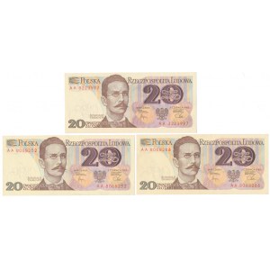 20 zł 1982 - AA - zestaw (3szt)