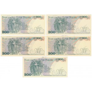 200 zł 1986-1988 - MIX serii - zestaw (5szt)