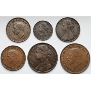 Wlk. Brytania, 1 - 1/2 penny i farthing 1875-1939 - zestaw (6szt)