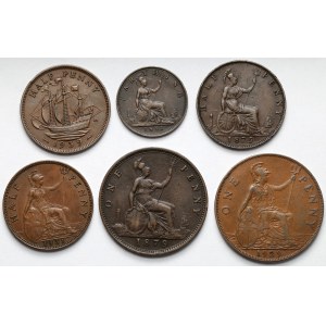 Wlk. Brytania, 1 - 1/2 penny i farthing 1875-1939 - zestaw (6szt)
