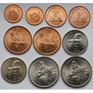 Falklandy, 1/2 - 10 pensów 1974 - zestaw (10szt)