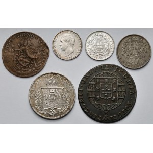 Portugalia i Brazylia, Zestaw monet srebrnych i brązowych (1821-1928) MIX (6szt)