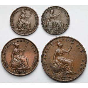 Wlk. Brytania, 1 - 1/2 penny i farthing 1823-1858 - zestaw (4szt)