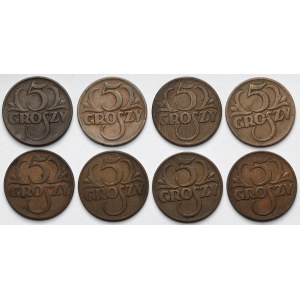 5 groszy 1923-1936 - zestaw (8szt)