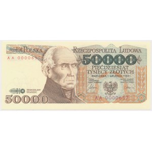 50.000 zł 1989 - AA 0000657 - niski numer