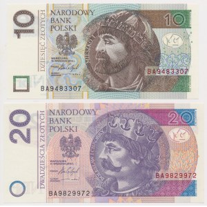 10 i 20 zł 2016 - BA - obydwa tej samej serii (2szt)
