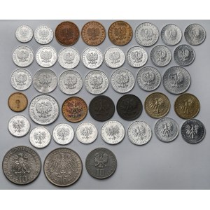 Monety obiegowe 1949-1990 i żeton Mennicy - zestaw (41szt)