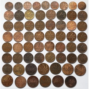 1 - 5 groszy 1923-1939, w tym 5 gr 1934 - zestaw (63szt)