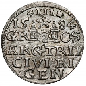 Stefan Batory, Trojak Ryga 1584 - wysoki naramiennik - rzadki