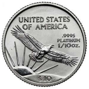 USA, 10 dolarów 2001, Philadelphia - 1/10 oz. platyny