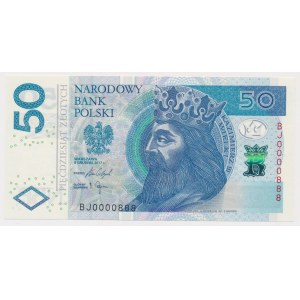 50 zł 2017 - BJ - 0000888 - niski PIĘKNY numer trzycyfrowy