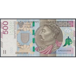 500 zł 2017 - AM - 0000998 - niski numer trzycyfrowy