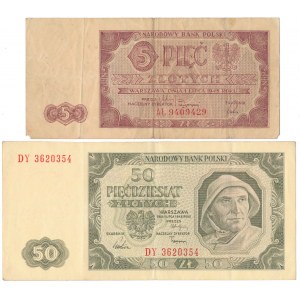 5 i 50 złotych 1948 - zestaw (2szt)