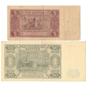 5 i 50 złotych 1948 - zestaw (2szt)