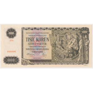 Słowacja, 1.000 Korun 1940 - SPECIMEN