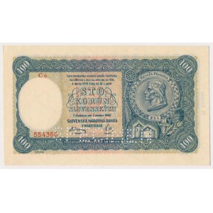 Słowacja, 100 Korun 1940, Em.2 - SPECIMEN