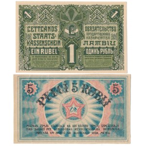 Łotwa, 1 i 5 Rubli 1919 - zestaw (2szt)