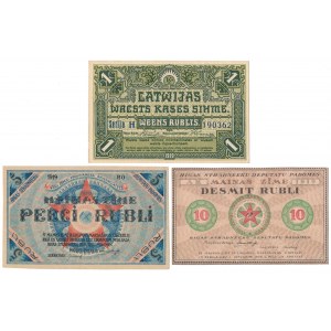 Łotwa, 1, 5 i 10 Rubli 1919 - zestaw (3szt)