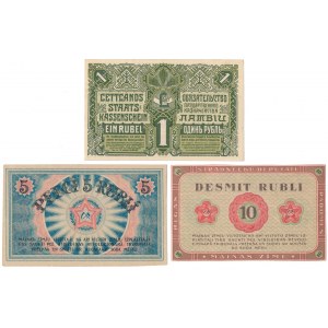 Łotwa, 1, 5 i 10 Rubli 1919 - zestaw (3szt)