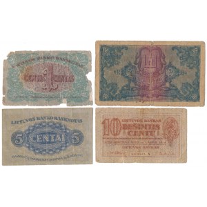 Litwa, 1 Centai - 2 Litu 1922 - zestaw (4szt)