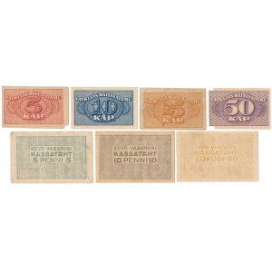 Łotwa, 1-50 Kapeikas (1920) i Estonia 5-20 Penni (1919) - zestaw (7szt)
