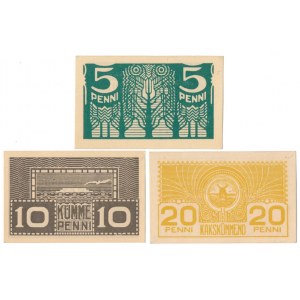 Estonia, 5, 10 i 20 Penni (1919) - zestaw (3szt)