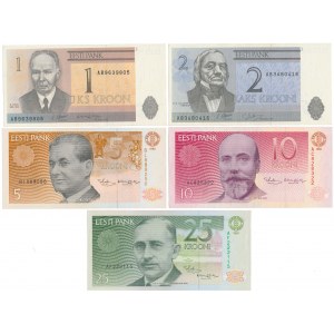 Estonia, 1-25 Krooni 1991-1992 - zestaw (5szt)