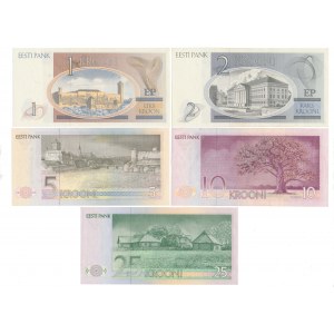 Estonia, 1-25 Krooni 1991-1992 - zestaw (5szt)