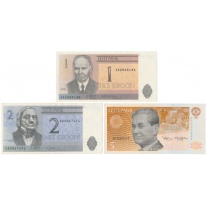 Estonia, 1, 2 i 5 Krooni 1992 - zestaw (3szt)