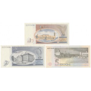 Estonia, 1, 2 i 5 Krooni 1992 - zestaw (3szt)