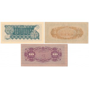 Chiny i Japonia, 2x 5 i 10 Sen (1940-1944) - zestaw (3szt)