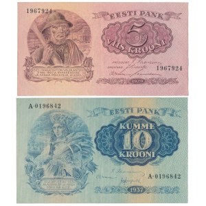 Estonia, 5 i 10 Krooni 1929-1937 (2szt)