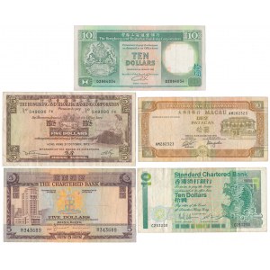 Hong Kong i Macau, zestaw banknotów 1973-1991 (5szt)