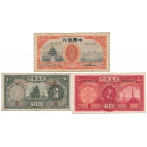 Chiny, 2x 5 i 10 Yuan 1931-1935 - zestaw (3szt)