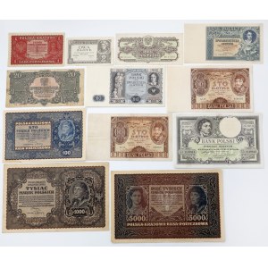 Zestaw banknotów polskich 1919-1944 (11szt)