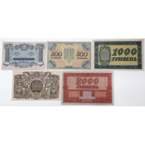Ukraina, Zestaw banknotów 1918-1920 (5szt)
