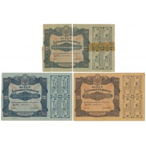 Ukraina, 50, 200 i 1.000 Hrywien 1918 (3szt)