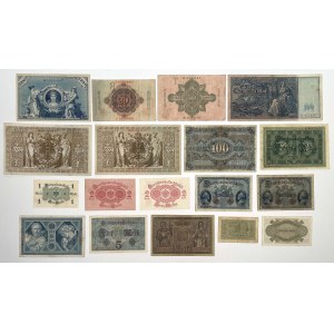 Niemcy, Zestaw banknotów 1908-1918 (18szt)