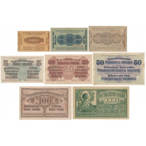 Kowno, Komplet nominałowy od 1/2 do 1.000 marek 1918 (8szt)