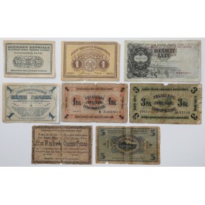 Łotwa i Estonia, zestaw banknotów 1915-1938 (8szt)