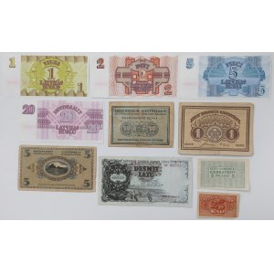 Estonia i Łotwa, zestaw banknotów 1919-1992 (10szt)