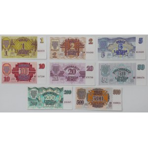 Łotwa, od 1 do 500 Rubli 1992 - zestaw (8szt)