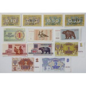 Białoruś, Kazachstan i Łotwa, zestaw banknotów 1991-1995 (12szt)