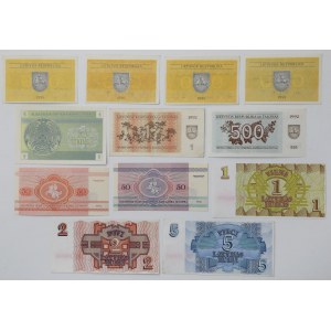 Białoruś, Kazachstan i Łotwa, zestaw banknotów 1991-1995 (12szt)